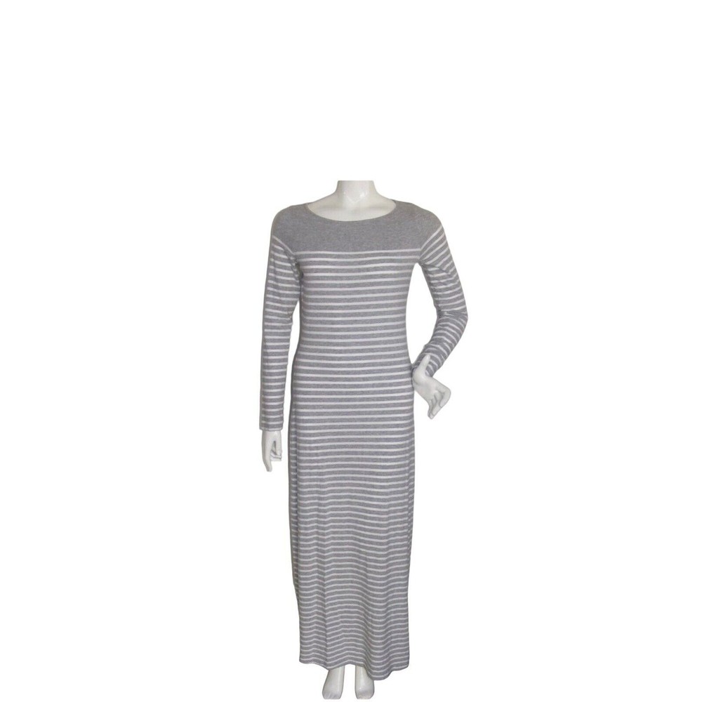 TOMMY BAHAMA Dress Women's Size XXS/TTP Grey/White Maxi Striped Long Sleeve Slit